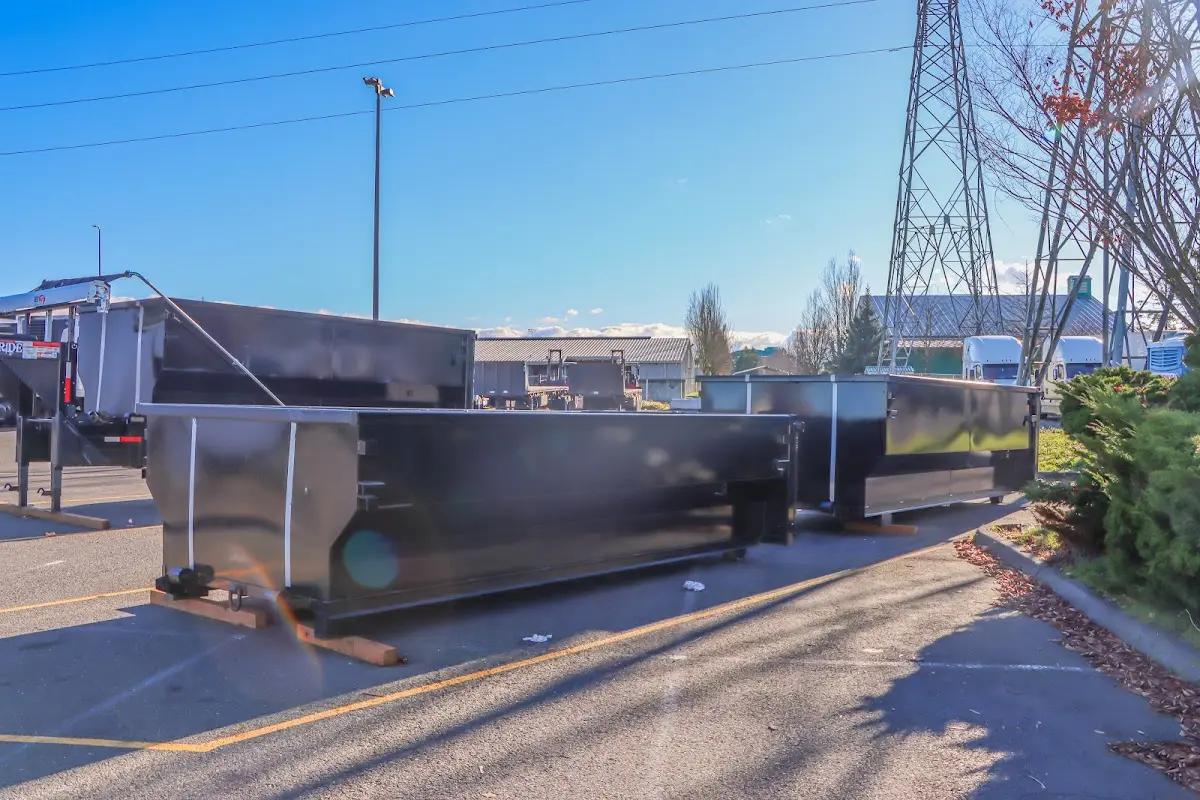 Roll-off dumpster ready for waste disposal at job site for Construction Dumpster Rental in West Long Branch